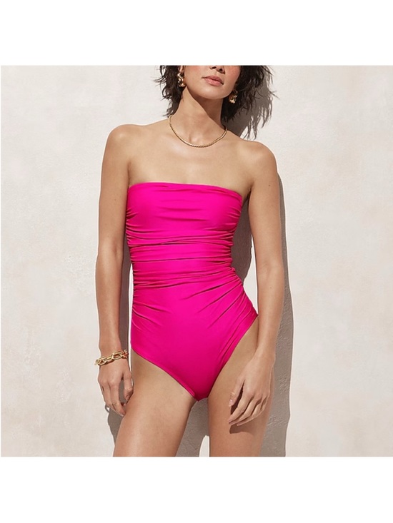 J. Crew Accessories - J. Crew Hot Pink Strapless Ruched Swimsuit